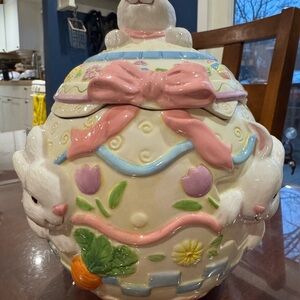 Easter Bunny Ceramic Cookie Jar